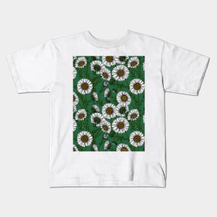 Daisies on emerald green Kids T-Shirt